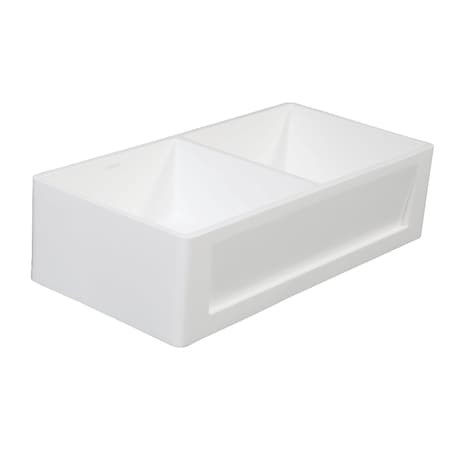 Gourmetier GKFA361810SQD Solid Surface Double Bowl Farmhouse Kitchen Sink, White GKFA361810SQD